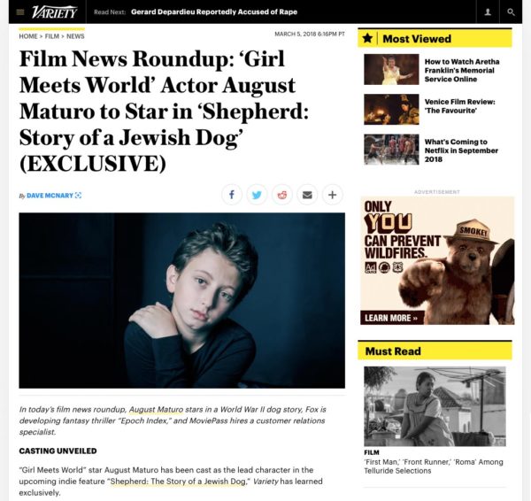 Variety Film News Roundup - August Maturo
